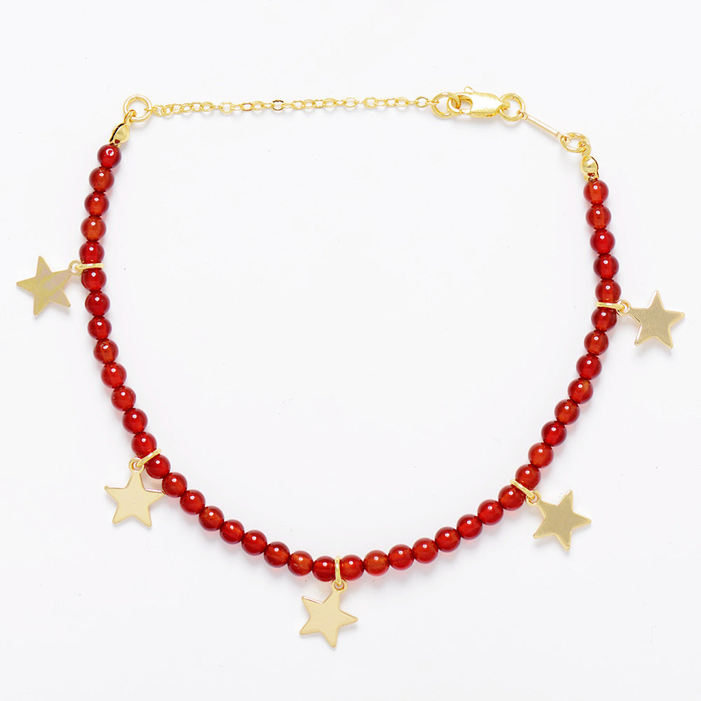 MantraChakra Carnelian & Heart Charm Anklet