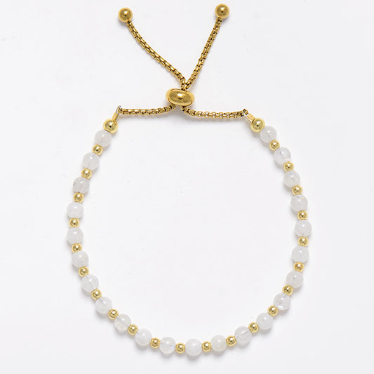 MantraChakra Adjustable Moonstone Beaded Bracelet