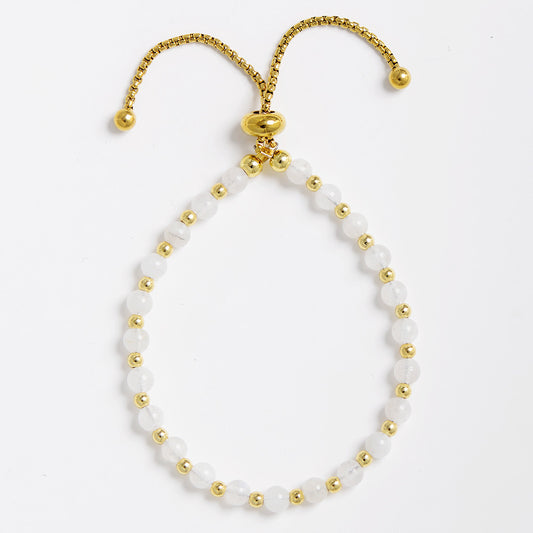 MantraChakra Adjustable Moonstone Beaded Bracelet