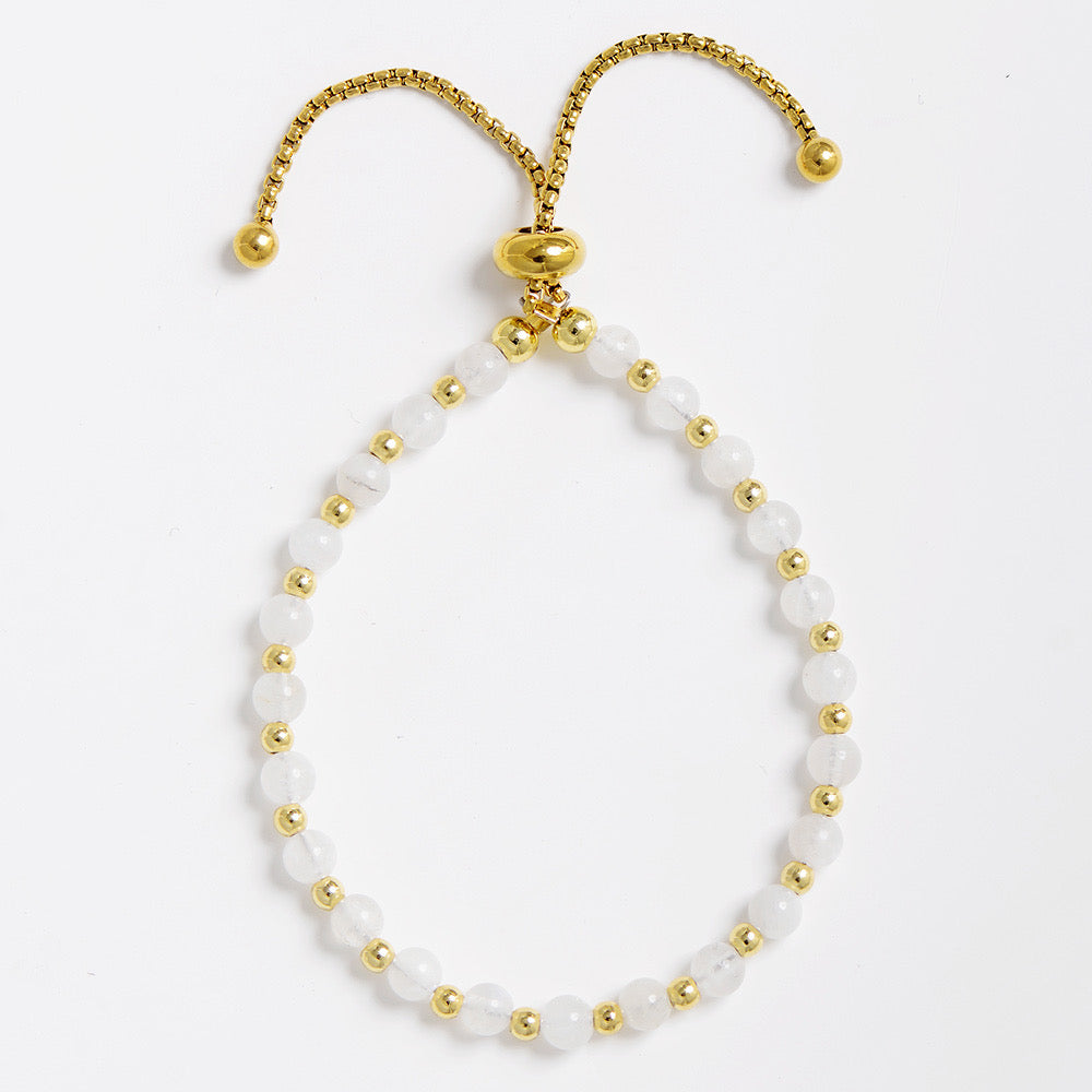 MantraChakra Adjustable Moonstone Beaded Bracelet