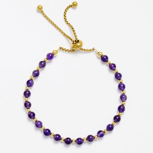 MantraChakra Adjustable Amethyst Beaded Bracelet