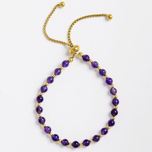 MantraChakra Adjustable Amethyst Beaded Bracelet