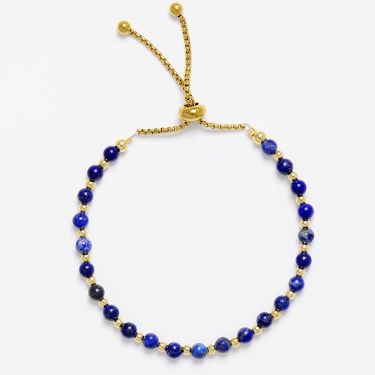 MantraChakra Adjustable Lapis Lazuli Beaded Bracelet