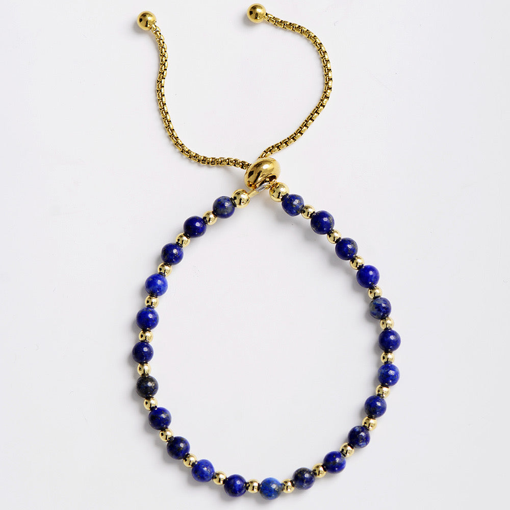MantraChakra Adjustable Lapis Lazuli Beaded Bracelet