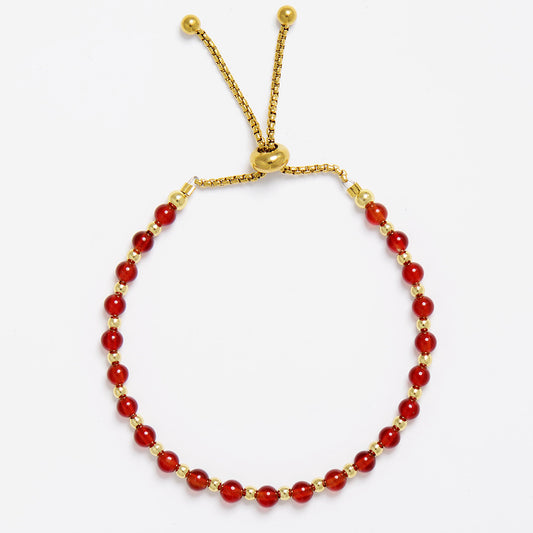 MantraChakra Adjustable Carnelian Beaded Bracelet