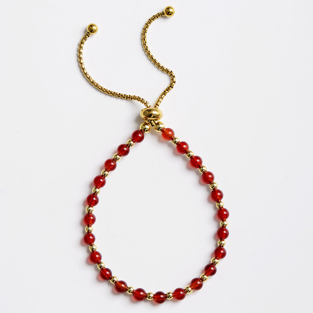 MantraChakra Adjustable Carnelian Beaded Bracelet
