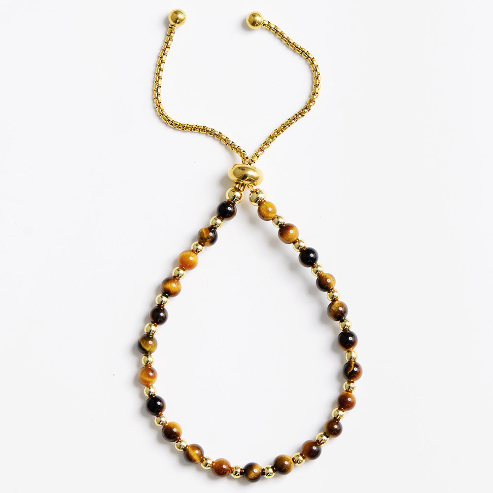 MantraChakra Adjustable Tigers Eye Beaded Bracelet