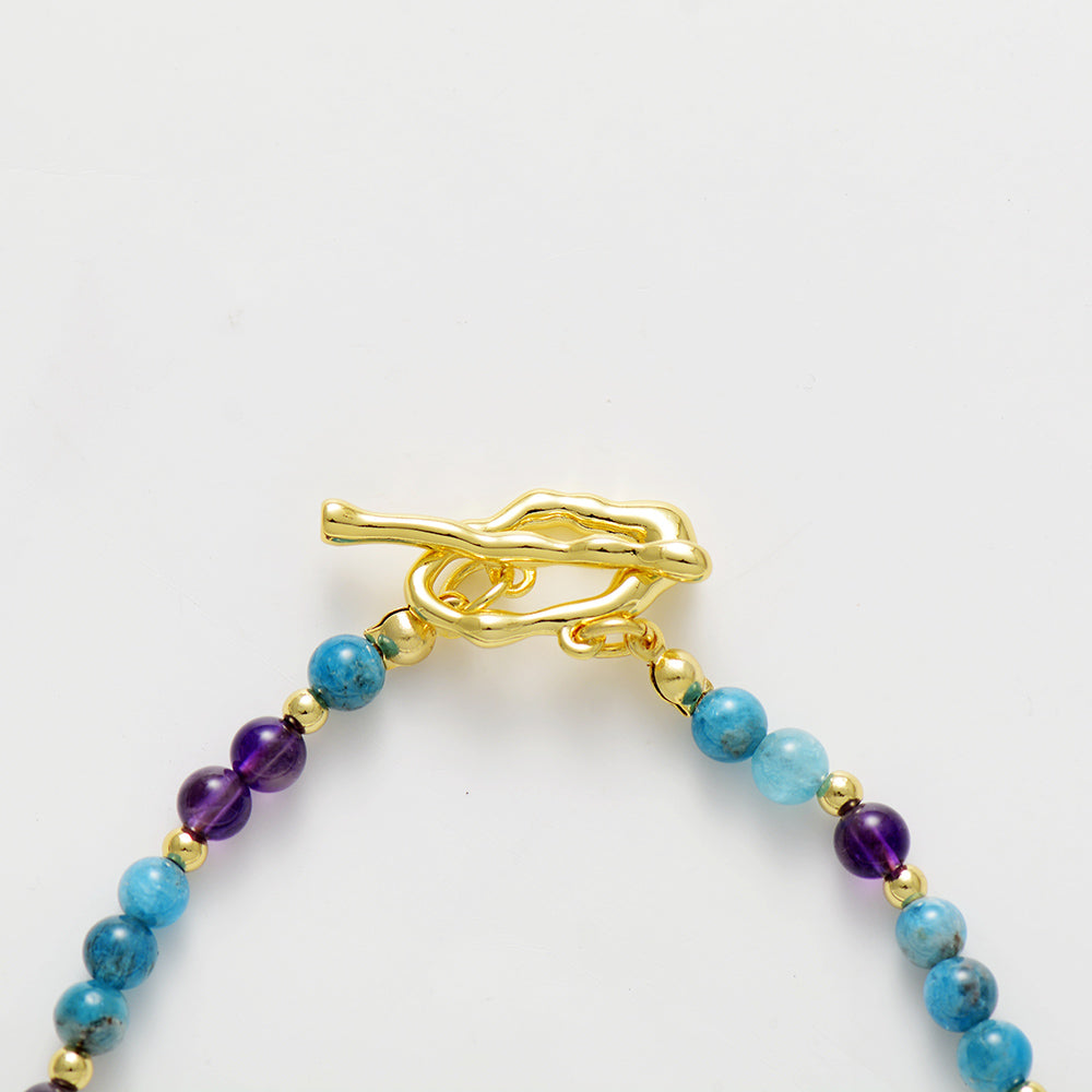 MantraChakra Amethyst and Apatite Beaded Necklace