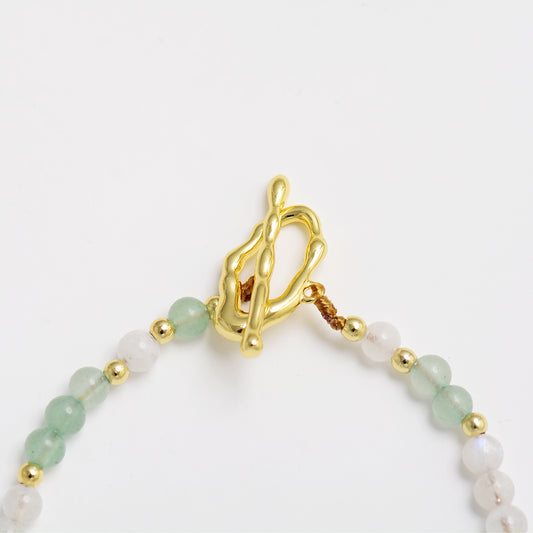 MantraChakra Aventurine and Moonstone Beaded Necklace