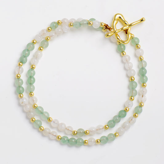 MantraChakra Aventurine and Moonstone Beaded Necklace