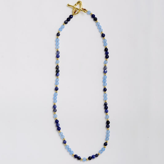 MantraChakra Sodalite and Blue Jade Beaded Necklace