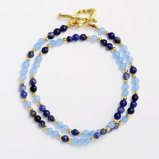 MantraChakra Sodalite and Blue Jade Beaded Necklace