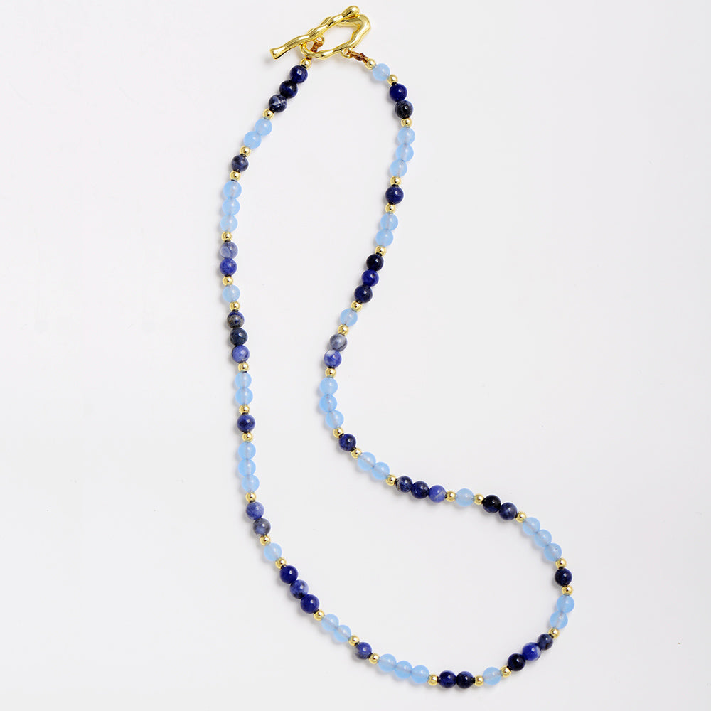MantraChakra Sodalite and Blue Jade Beaded Necklace