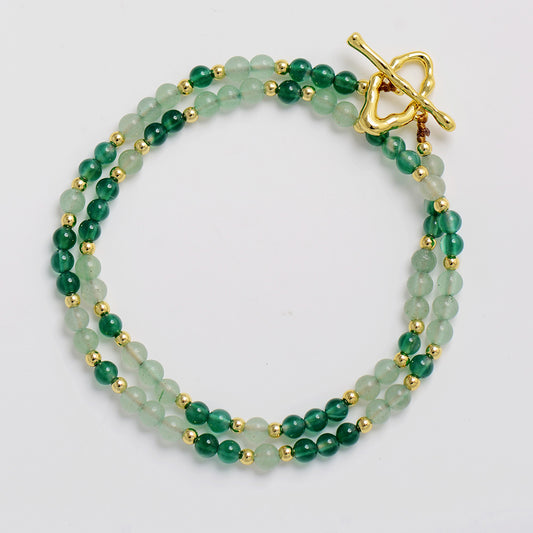 MantraChakra Aventurine and Green Agate Beaded Necklace