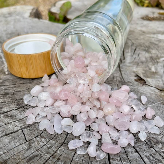 Crystal Infused Bamboo Water Bottle with Rose Quartz - Stay Hydrated π§