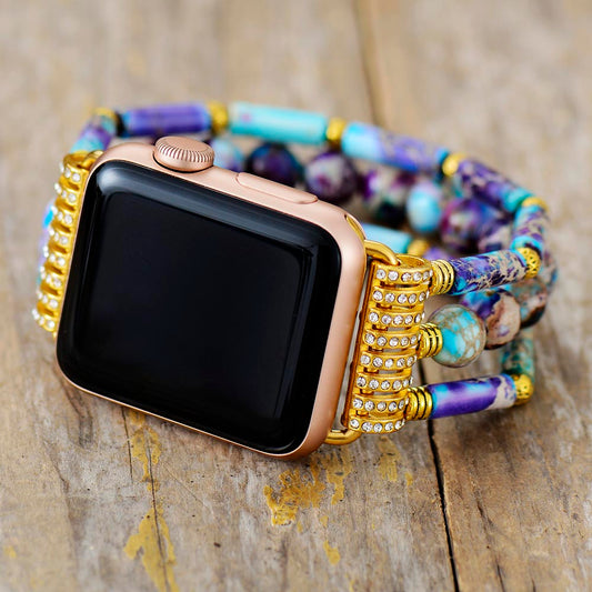 Handmade Imperial Jasper Apple Watch Stretch Band 38-45MM Plate