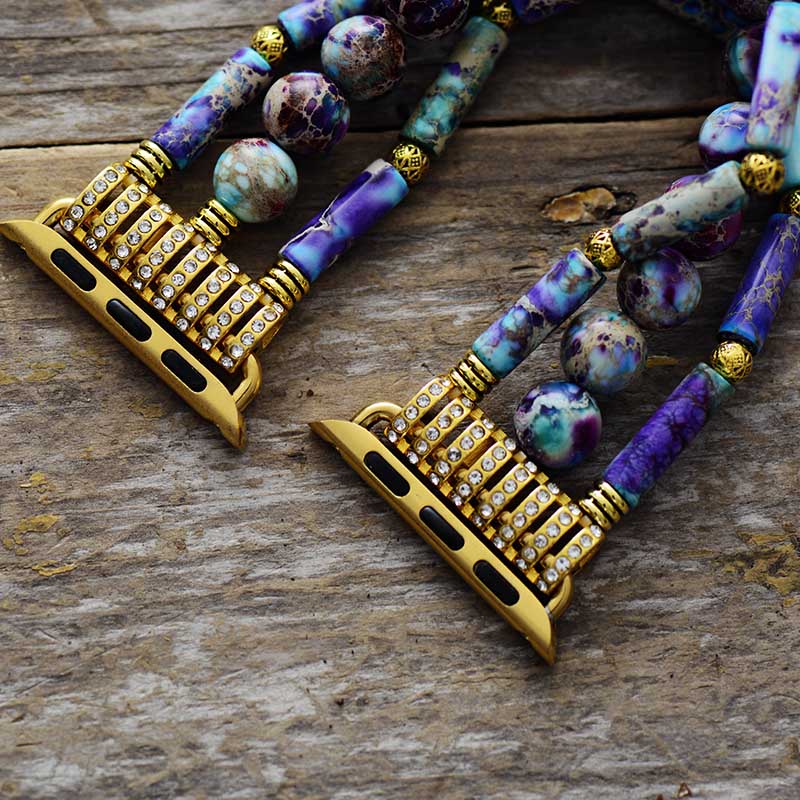 Handmade Imperial Jasper Apple Watch Stretch Band 38-45MM Plate