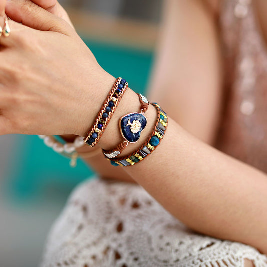 Handmade Imperial Jasper & Tree of Life Bracelet - 19.7 Inches + 3 closures