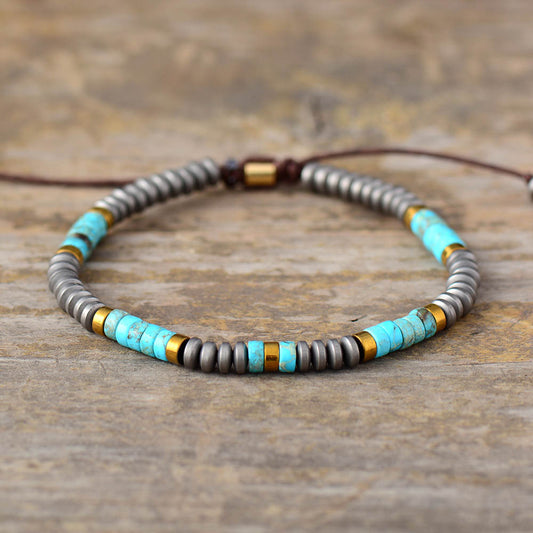 Handmade Hematite and Imperial Jasper Bracelet