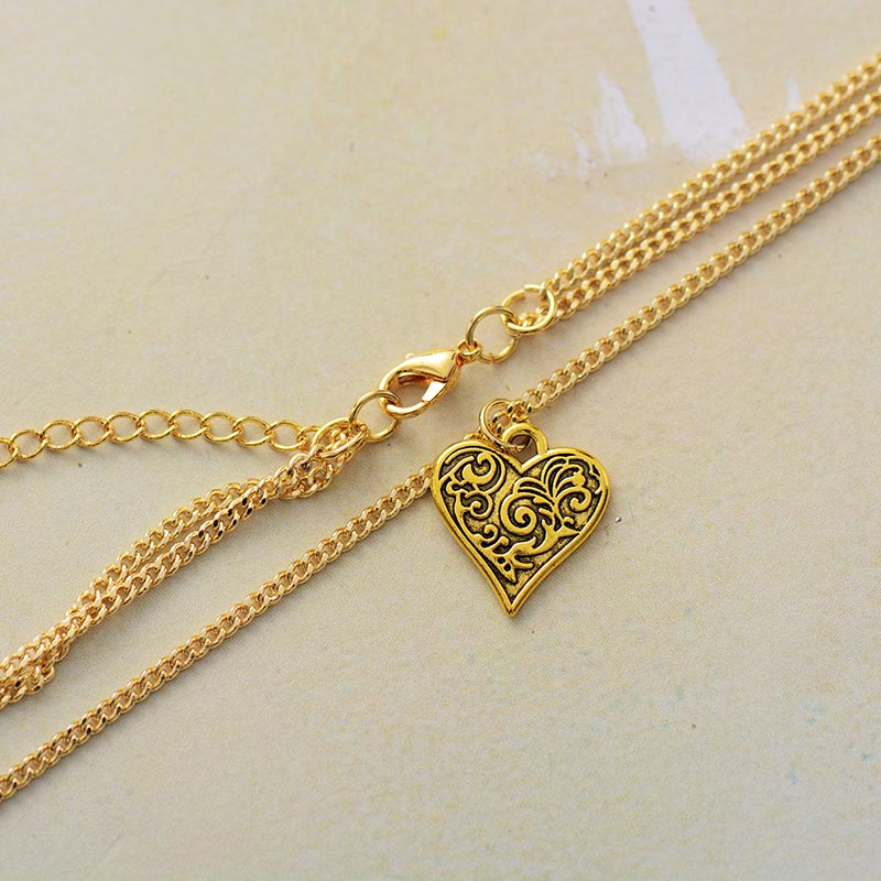 Labradorite Two Layer Heart Pendant Necklace