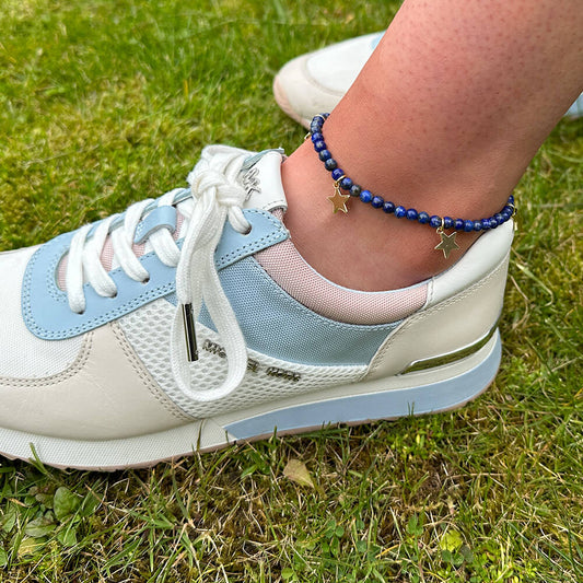 MantraChakra Lapis Lazuli & Heart Charm Anklet