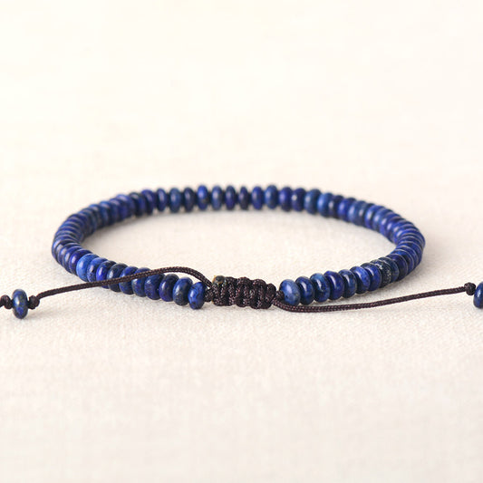 Handmade Lapis Lazuli Disc Shaped Adjustable Bracelet
