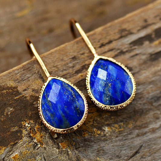 Handmade Lapis Lazuli Teardrop Dangle Earrings