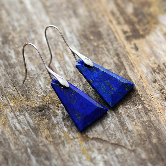 Handmade Lapis Lazuli Trapezoid Fashion Earrings
