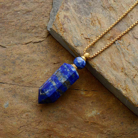 Handmade Natural Lapis Lazuli Perfume Bottle Necklace