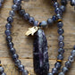 Handmade 108 Beads Natural Lolite Mala with an Amethyst Pendant - 26.8 inches