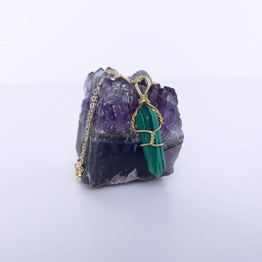 Malachite Natural Healing Stone Pendant Necklace