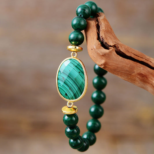 Handmade Natural Malachite Stretch Bracelet