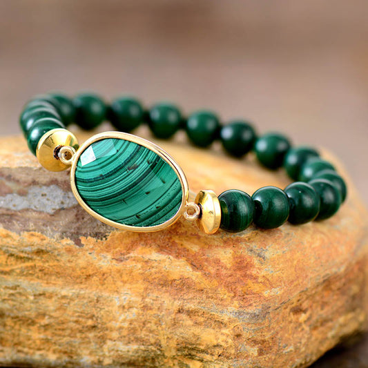 Handmade Natural Malachite Stretch Bracelet