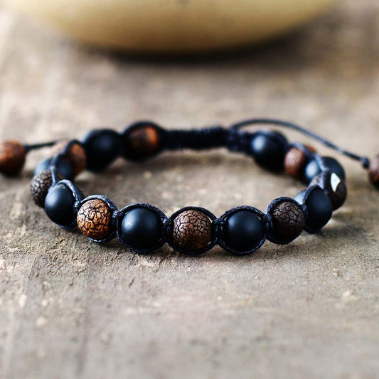 Natural Matt & Cracked Onyx Bracelet