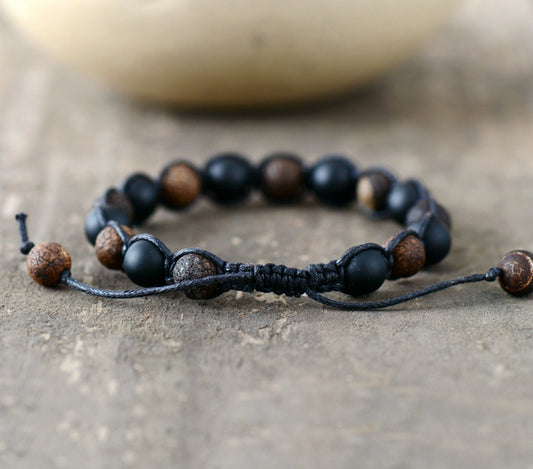 Natural Matt & Cracked Onyx Bracelet