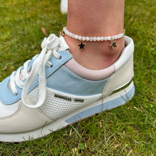 MantraChakra Moonstone & Heart Charm Anklet