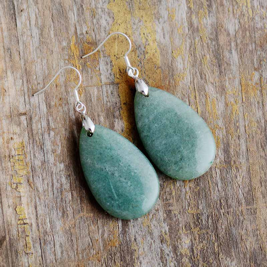 Handmade Natural Aventurine Teardrop Earrings
