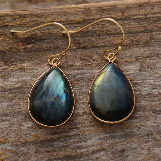 Handmade Labradorite Teardrop Bold Dangle Earrings