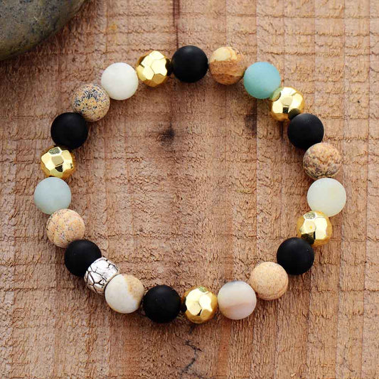 Handmade Jasper, Amazonite and Onyx Bracelet