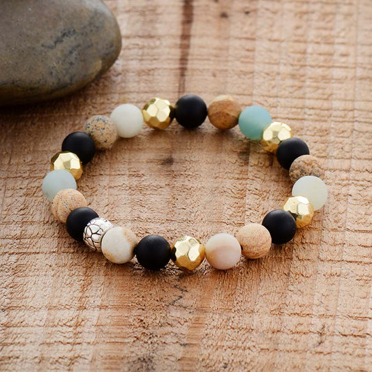 Handmade Jasper, Amazonite and Onyx Bracelet