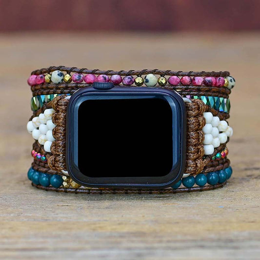 Handmade Picture Jasper and Agate Apple Watch Bracelet