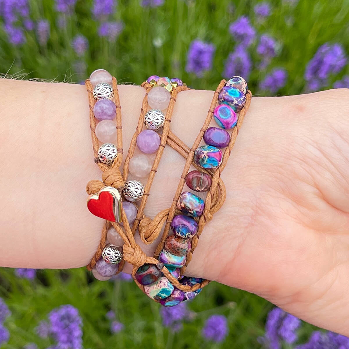 Handmade Purple Jasper Apple Watch Straps with Vegan Rope