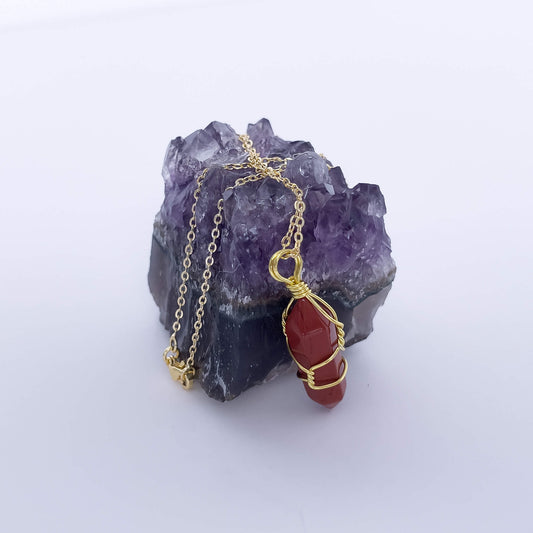 Red Jasper Natural Healing Stone Pendant Necklace