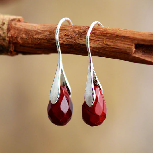 Handmade Red Jasper Classic Drop Earrings - Natural Crystals