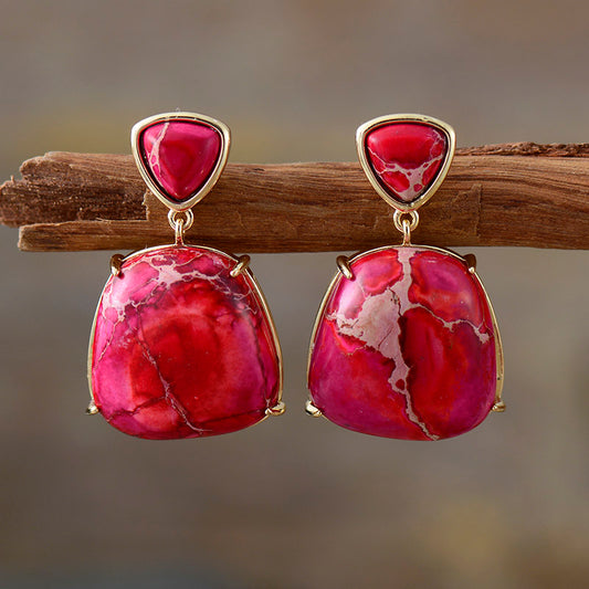 Handmade Red Rose Imperial Jasper Stud Earrings