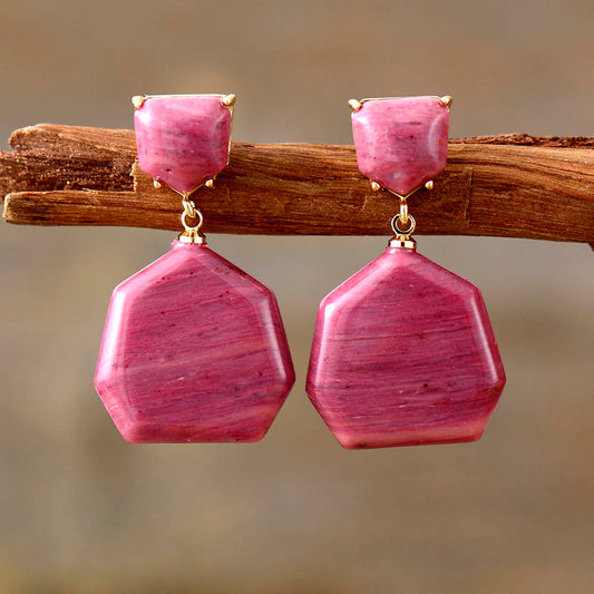 Handmade Rhodonite Stud Dangle Earrings