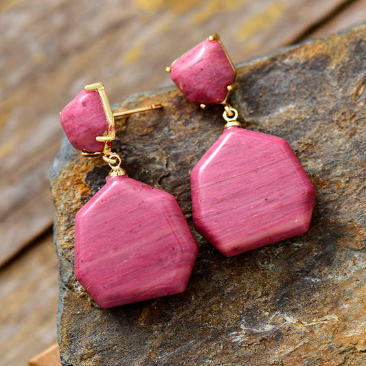 Handmade Rhodonite Stud Dangle Earrings