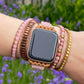 Handmade Natural Rose Quartz and Apple Watch Band 5 Wrap 38-45MM Plate