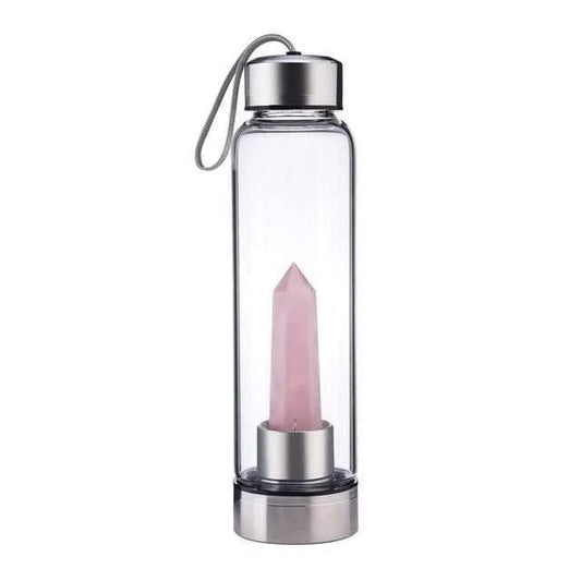 Crystal Infused Water Bottle with Rose Quartz - Stay Hydrated π§