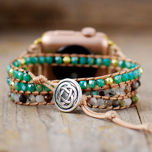 Handmade Agate and Gold Hematite Apple Watch Bracelet